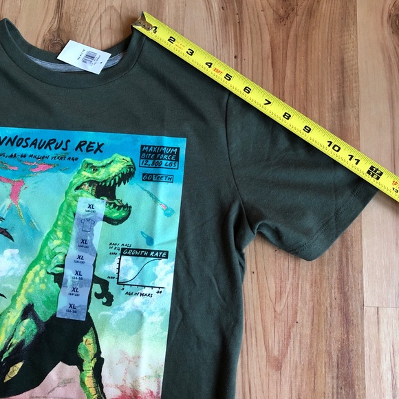 NEW TYRANNOSAUR REX T Shirt Green XL Boy’s Unisex OLD NAVY - Picture 6 of 14